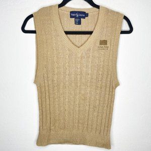 Vintage Ralph Lauren Indian Ridge Golf Cableknit Silk V-Neck Sweater Vest S
